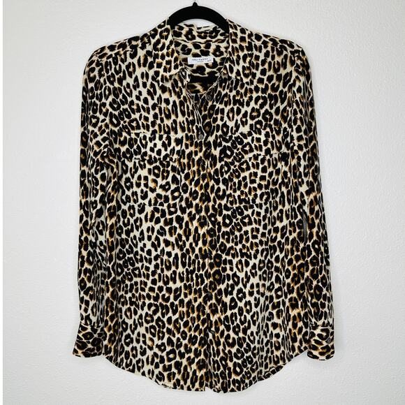 Equipment Leopard Print Long Sleeve Collared Button Up Silk Blouse XS - Picture 3 of 12